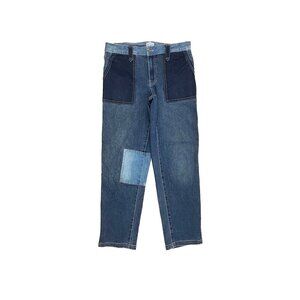Time And Tru Straight Leg Patch Detail Women's‎ size 10 Multi Tone Denim jeans